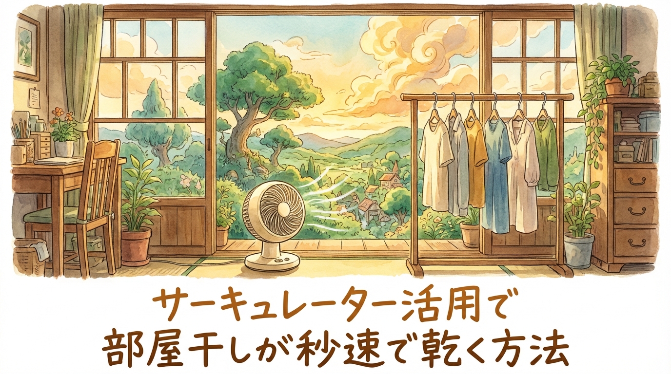 サーキュレーター活用で部屋干しが秒速で乾く方法