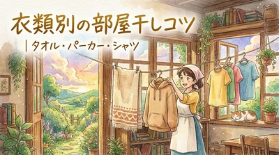衣類別の部屋干しコツ｜タオル・パーカー・シャツ